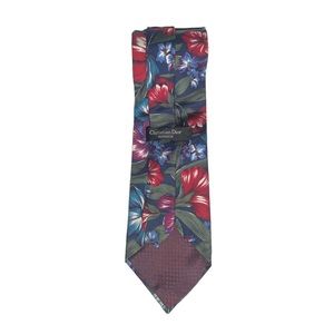 Vintage Christian Dior Tropical/ floral 100% silk mens necktie